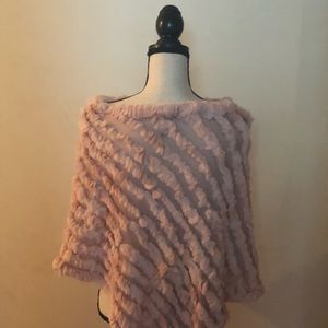 BCBGMaxAzria | Accessories | Bcbg Real Rabbit Fur Pink Poncho | Poshmark
